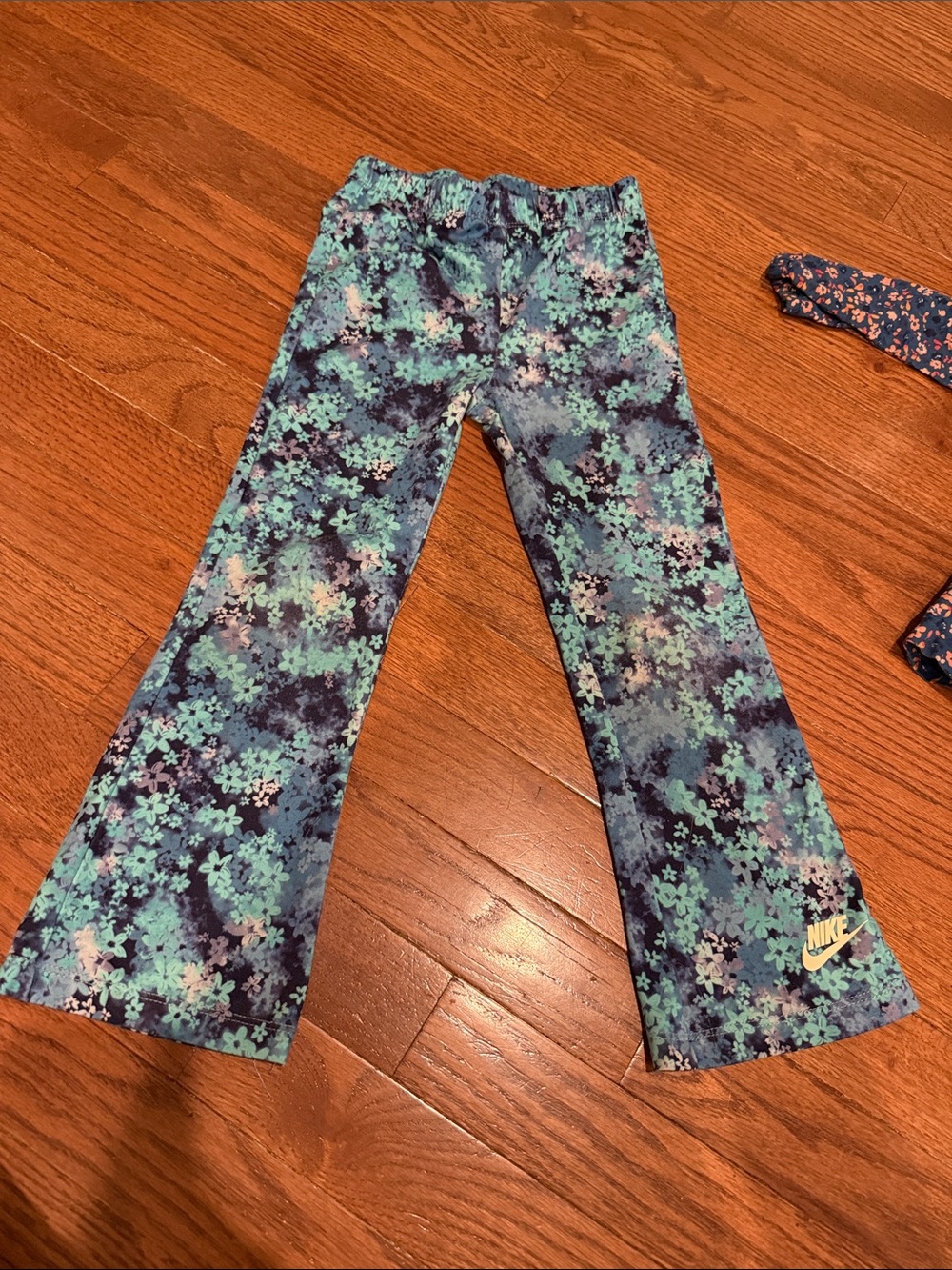 Nike Kids Floral flare pants in Blue and Teal